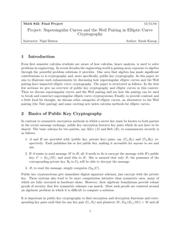 Sarah Knoop: Supersingular Curves and the Weil Pairing in Elliptic Curve Cryptography