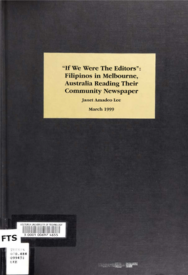 If We Were the Editors Filipinos in Melbourne, Australia Reading Their TABLE of CONTENTS