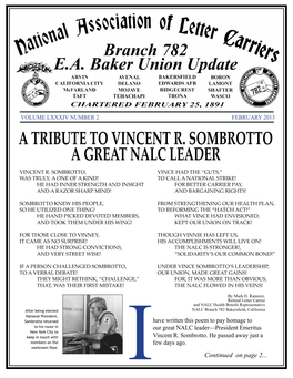 A Tribute to Vincent R. Sombrotto a Great Nalc Leader