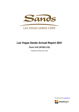 Las Vegas Sands Annual Report 2021