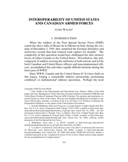 Interoperability of United States and Canadian Armed Forces