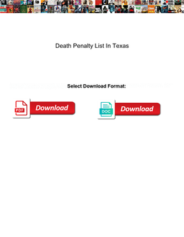 Death Penalty List in Texas