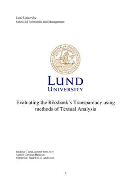 Evaluating the Riksbank's Transparency Using Methods Of