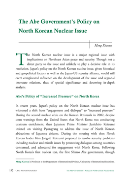 The Abe Government's Policy on North Korean Nuclear Issue