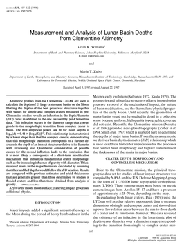 Measurement and Analysis of Lunar Basin Depths from Clementine Altimetry