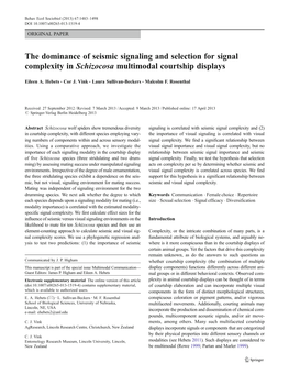 The Dominance of Seismic Signaling and Selection for Signal Complexity in Schizocosa Multimodal Courtship Displays