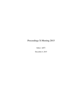 Proceedings X-Meeting 2015