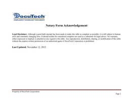 Notary Form Acknowledgement