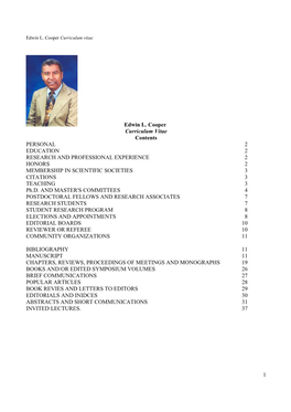 1 Edwin L. Cooper Curriculum Vitae Contents PERSONAL 2