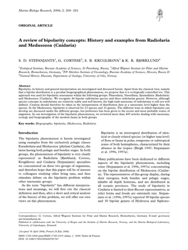 History and Examples from Radiolaria and Medusozoa (Cnidaria)