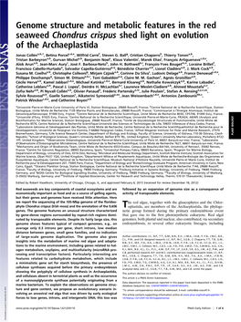 Genome Structure and Metabolic Features in the Red Seaweed Chondrus Crispus Shed Light on Evolution of the Archaeplastida