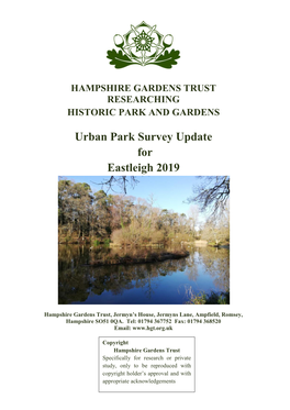 Urban Park Survey Update for Eastleigh 2019