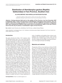 Distribution of Hemidactylus Geckos (Reptilia: Gekkonidae) in Fars Province, Southern Iran