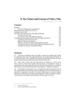 8. the Nature and Content of Native Title