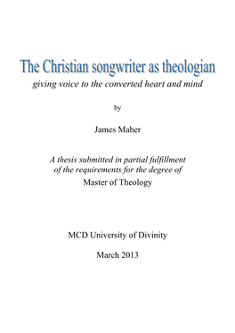 The Christian Songwriter As Theologian