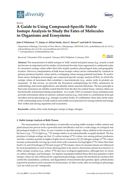 A Guide to Using Compound-Specific Stable Isotope Analysis to Study the Fates of Molecules in Organisms and Ecosystems