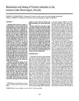 Kinematics and Timing of Tertiary Extension in the Western Lake Mead Region, Nevada