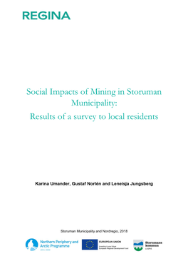 Social Impacts of Mining in Storuman Municipality: Results of a Survey to Local Residents