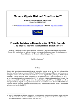 From the Judiciary in Romania to the EPPO in Brussels – the Tactical Field of the Romanian Secret Service