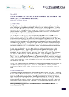 From Within and Without: Sustainable Security in the Middle East and North Africa