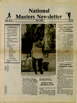 June 1981 $1.25 the Only National Publication Devoted Exclusively to Track & Field and Long Distance Running for Men and Women Over Age 30