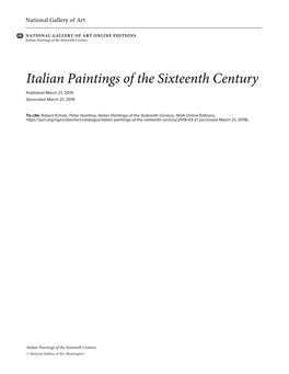 Italian Paintings of the Sixteenth Century