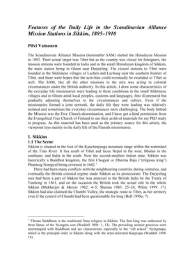 Features of the Daily Life in the Scandinavian Alliance Mission Stations in Sikkim, 1895–1910