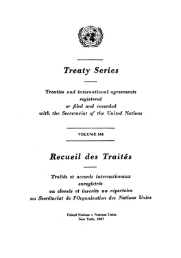 Treaty Series Recueil Des Traiteos