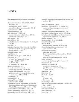 Note: Bold Page Numbers Refer to Illustrations. Abundance Estimation