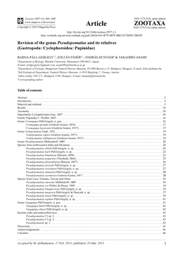 Revision of the Genus Pseudopomatias and Its Relatives (Gastropoda: Cyclophoroidea: Pupinidae)
