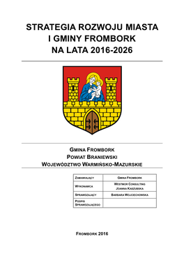 Strategia Rozwoju Miasta I Gminy Frombork Na Lata 2016-2026