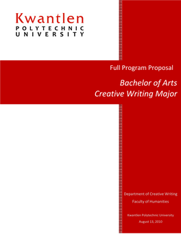Bachelor of Arts Creative Writing Major