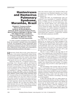 Hantaviruses and Hantavirus Pulmonary Syndrome, Maranhão, Brazil