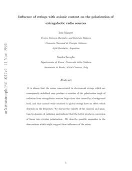 Influence of Strings with Axionic Content on the Polarization Of