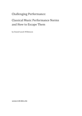 Classical Music Performance Norms and How to Escape Them. PDF Copy