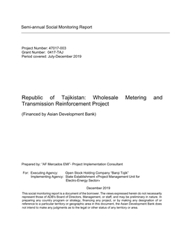 Wholesale Metering and Transmission Reinforcement Project: Social