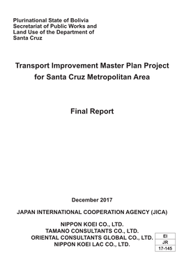 Transport Improvement Master Plan Project for Santa Cruz Metropolitan Area