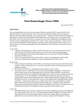 Viral Hemorrhagic Fever (VHF)