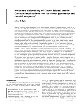 Holocene Delevelling of Devon Island, Arctic Canada: Implications for Ice Sheet Geometry and Crustal Response1