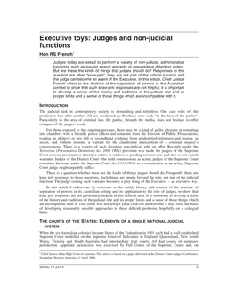 Executive Toys: Judges and Non-Judicial Functions Hon RS French*