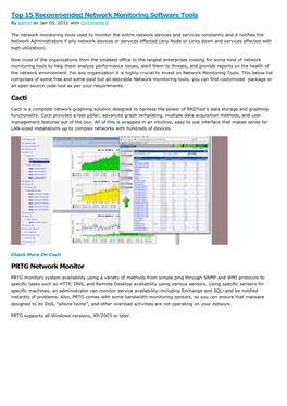 Top 15 Recommended Network Monitoring Software Tools Cacti