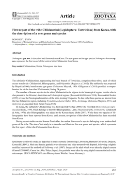 (Lepidoptera: Tortricidae) from Korea, with the Description of a New Genus and Species