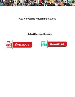 App for Game Recommendations