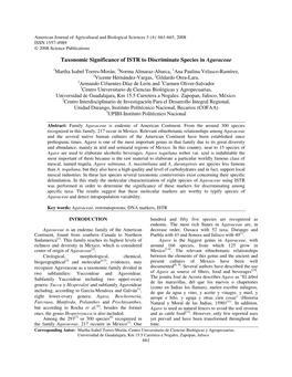 Taxonomic Significance of ISTR to Discriminate Species in Agavaceae