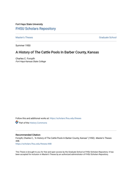 A History of the Cattle Pools in Barber County, Kansas