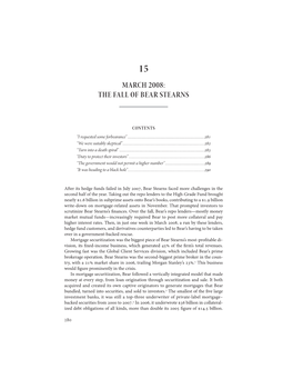 March 2008: the Fall of Bear Stearns