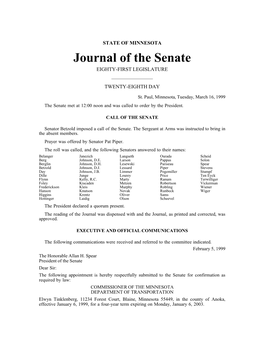 Journal of the Senate EIGHTY-FIRST LEGISLATURE ______