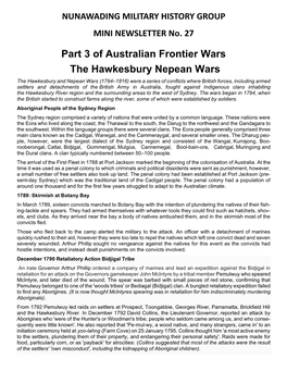 Part 3 of Australian Frontier Wars the Hawkesbury Nepean Wars