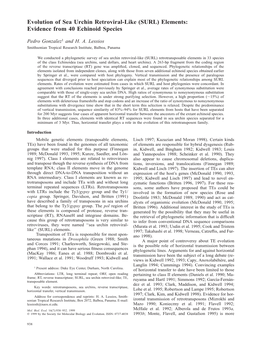 Evolution of Sea Urchin Retroviral-Like (SURL) Elements: Evidence from 40 Echinoid Species