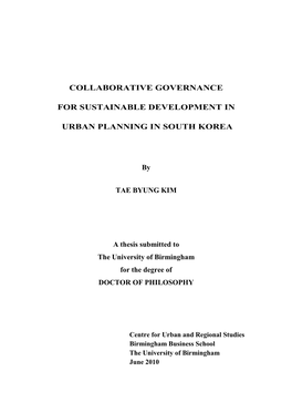 Collaborative Governance for Sustainable Development